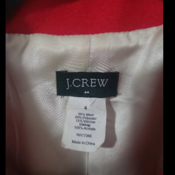 J. Crew Classic Red Wool Blend Coat with Fabric Covered Buttons and Pockets - Picture 2 of 12